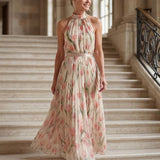 Donnabelle™ | Halter Neck Floral Midi Dress