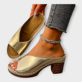 Chunky Heeled Sandals with Open Back