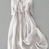 Lux™ | Elegant Half Sleeve Lace-Up Waist Dress