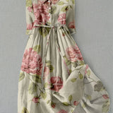 Marley™ | Vintage Lace-Up Waisted Floral Print Dress