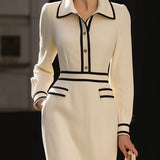 Magidan™ | Trim Midi Dress With Button Detail