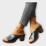 Chunky Heeled Sandals with Open Back